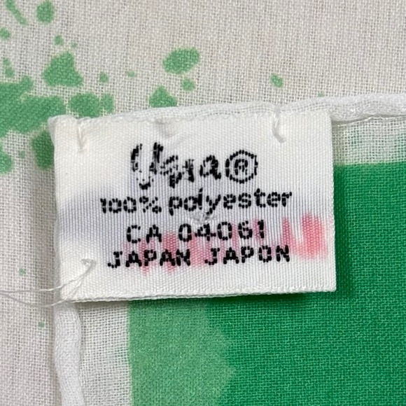 Vintage Vera Neumann Chiffon Scarf Signed Green Blue Floral Print 40" x 10" - Picture 4 of 8